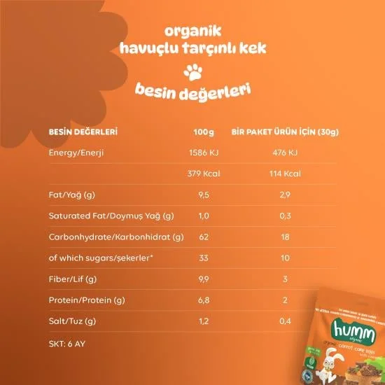Organik Havuçlu Tarçınlı Vegan Kek 30 Gr görsel 5