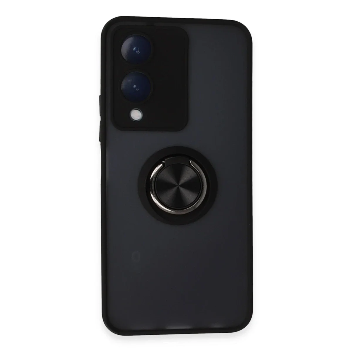 Vivo Y17S Kılıf Montreal Yüzüklü Silikon Kapak - Siyah
