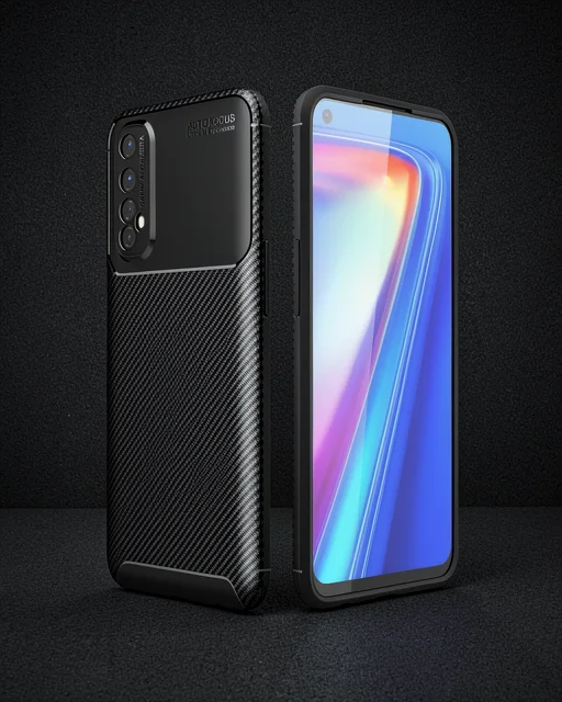 Realme 7 Kılıf Auto Focus Karbon Kapak - Siyah