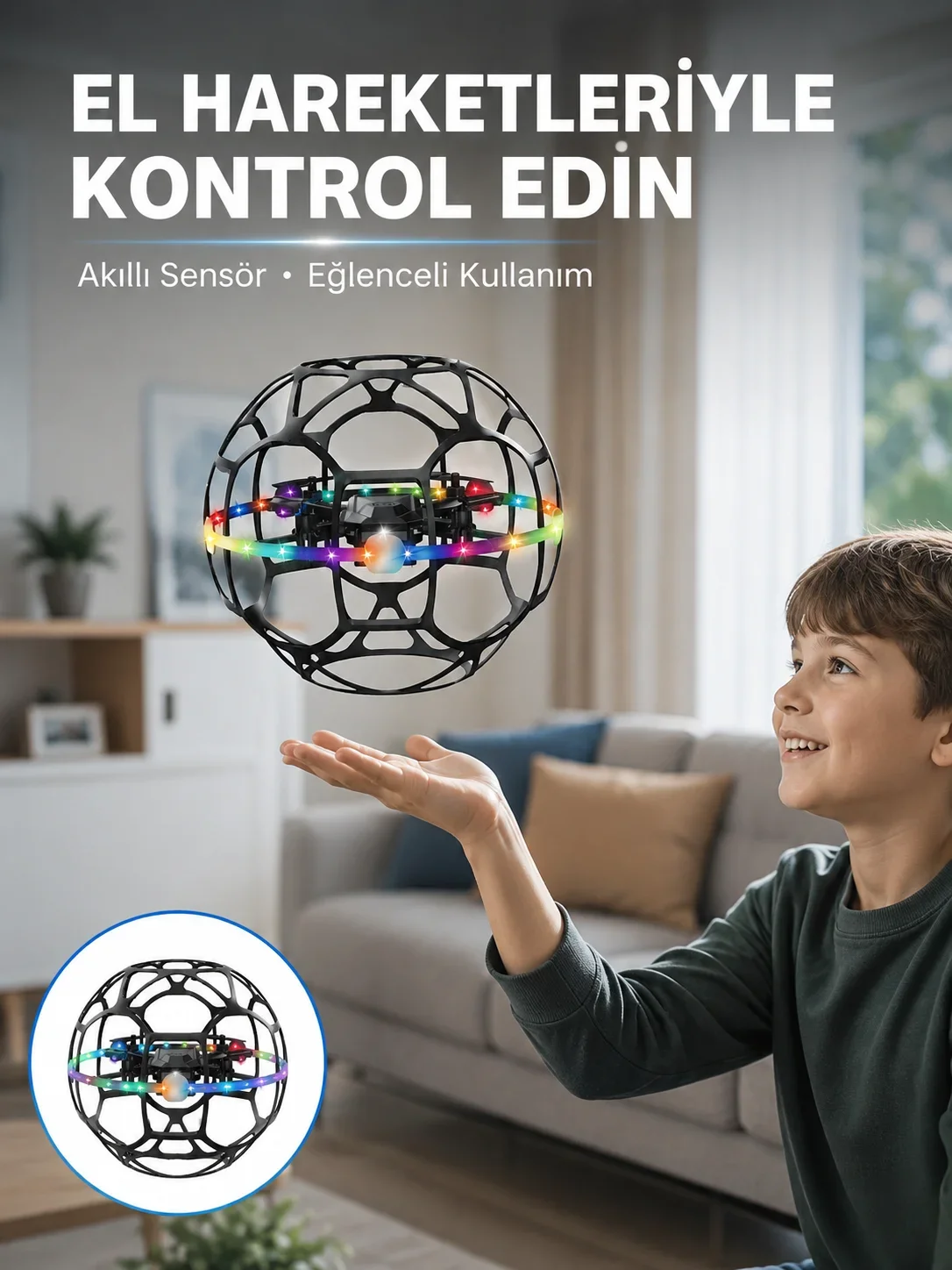 LED Işıklı Futbol Topu ni Drone Akıllı Sensörlü El Kontrollü
