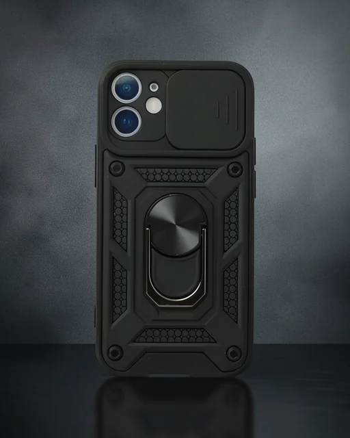 Apple İphone 11 Kılıf Pars Lens Yüzüklü Silikon - Siyah