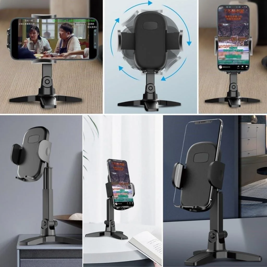 Masaüstü Telefon Standı 360 Derece Dönebilen Başlıklı Ayaklı Telefon Tripodu (adet fiyatıdır) görsel 2