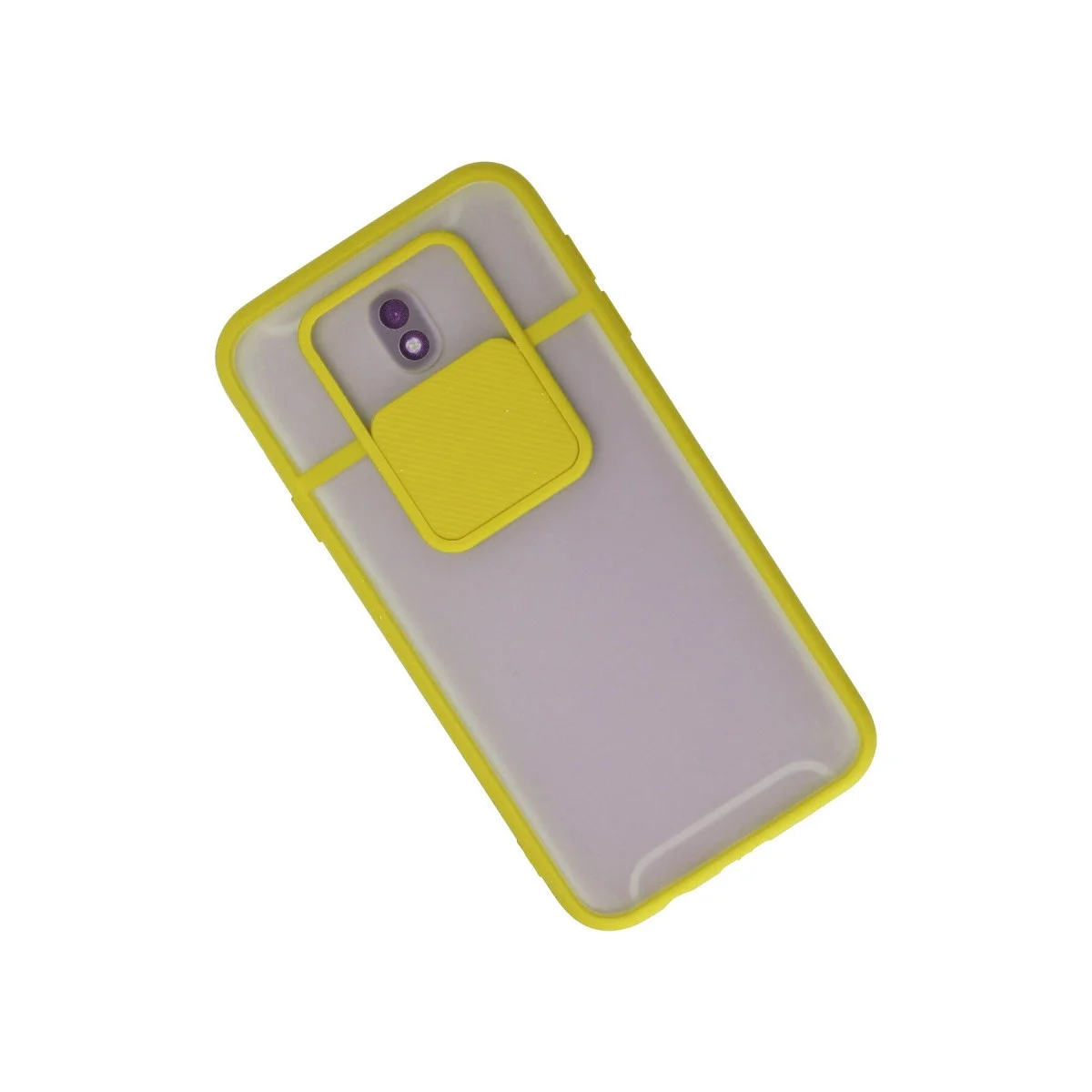 Samsung Galaxy J7 Pro / J730 Kılıf Palm Buzlu Kamera Sürgülü Silikon - Sarı görsel 2