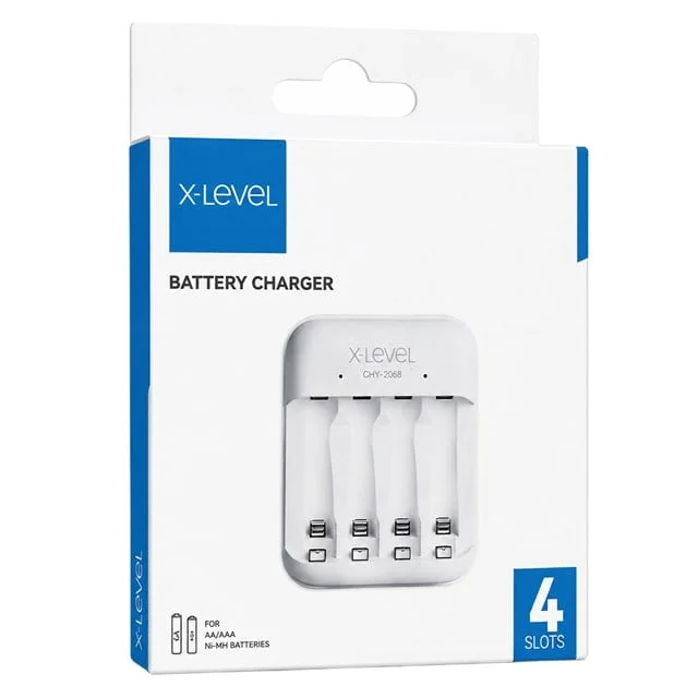 X-LEVEL CH1-206B 4 Yuvalı USB-C Girişli Akıllı AA/AAA Ni-MH Hızlı Pil Şarj Cihazı görsel 4