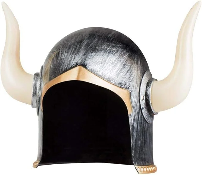 Mega Boynuzlu Viking Ivar Kaskı Eskitilmiş Desen Gümüş Renk görsel 2