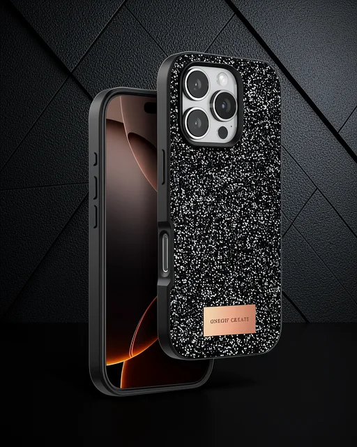 Onegif Apple İphone 16 Pro Max Bright Simli Kapak - Siyah