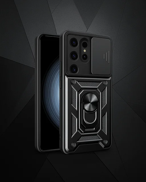 Samsung Galaxy S24 Ultra Kılıf Pars Lens Yüzüklü Silikon - Siyah