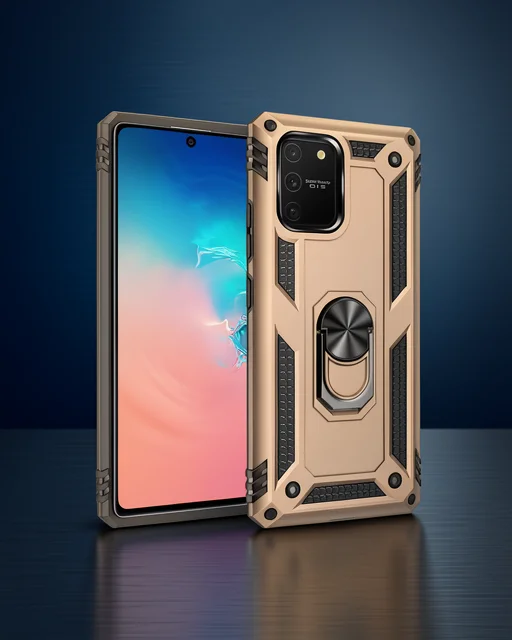 Samsung Galaxy A91 / S10 Lite Kılıf Sofya Yüzüklü Silikon Kapak - Gold