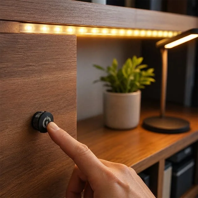 PM-30933 24V DC 16mm Gömme Dokunmatik LED Dimmer Kontrolcüsü Switch Buton Siyah görsel 2