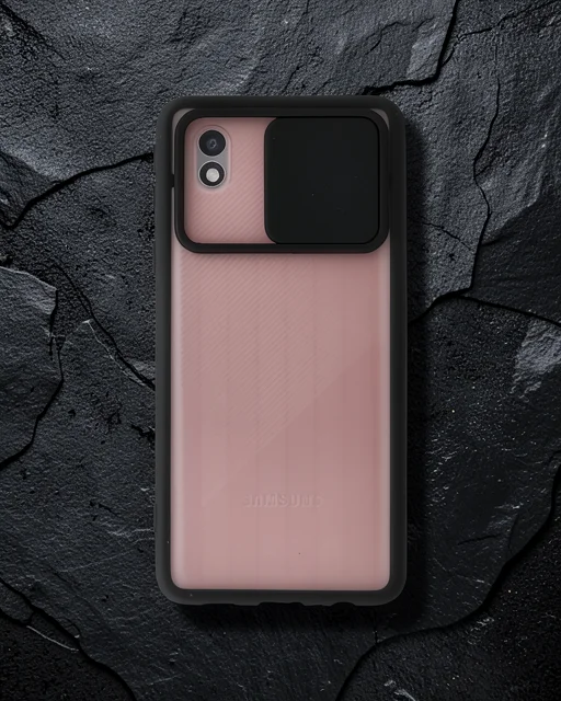Samsung Galaxy A01 Core Kılıf Palm Buzlu Kamera Sürgülü Silikon - Siyah
