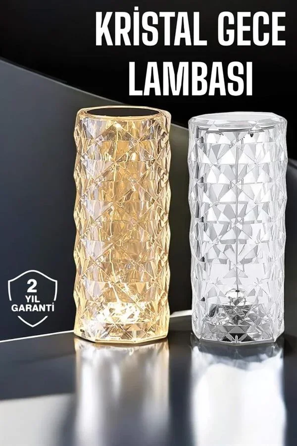 Gece Lambası Kristal Lamba Dokunmatik Şarjlı Hediyelik görsel 2