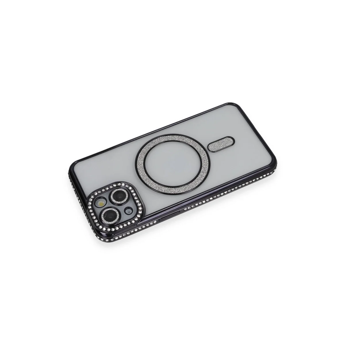 Apple İphone 13 Kılıf Joke Simli Magneticsafe Kılıf - Siyah görsel 2