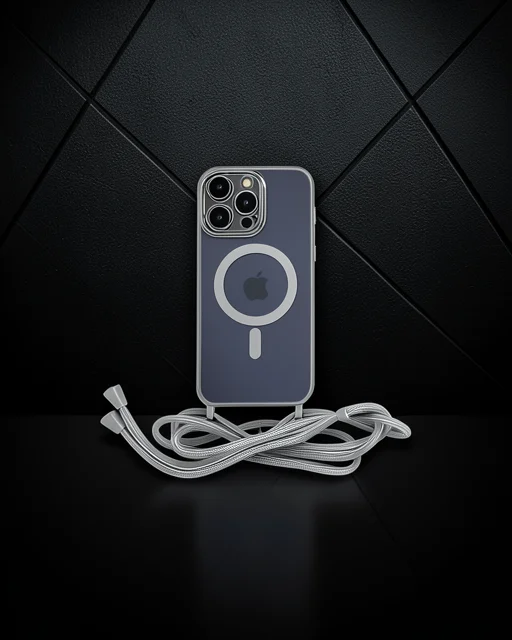 Apple İphone 12 Pro Kılıf Divo Lazer Askılı Magsafe Kapak - Gümüş