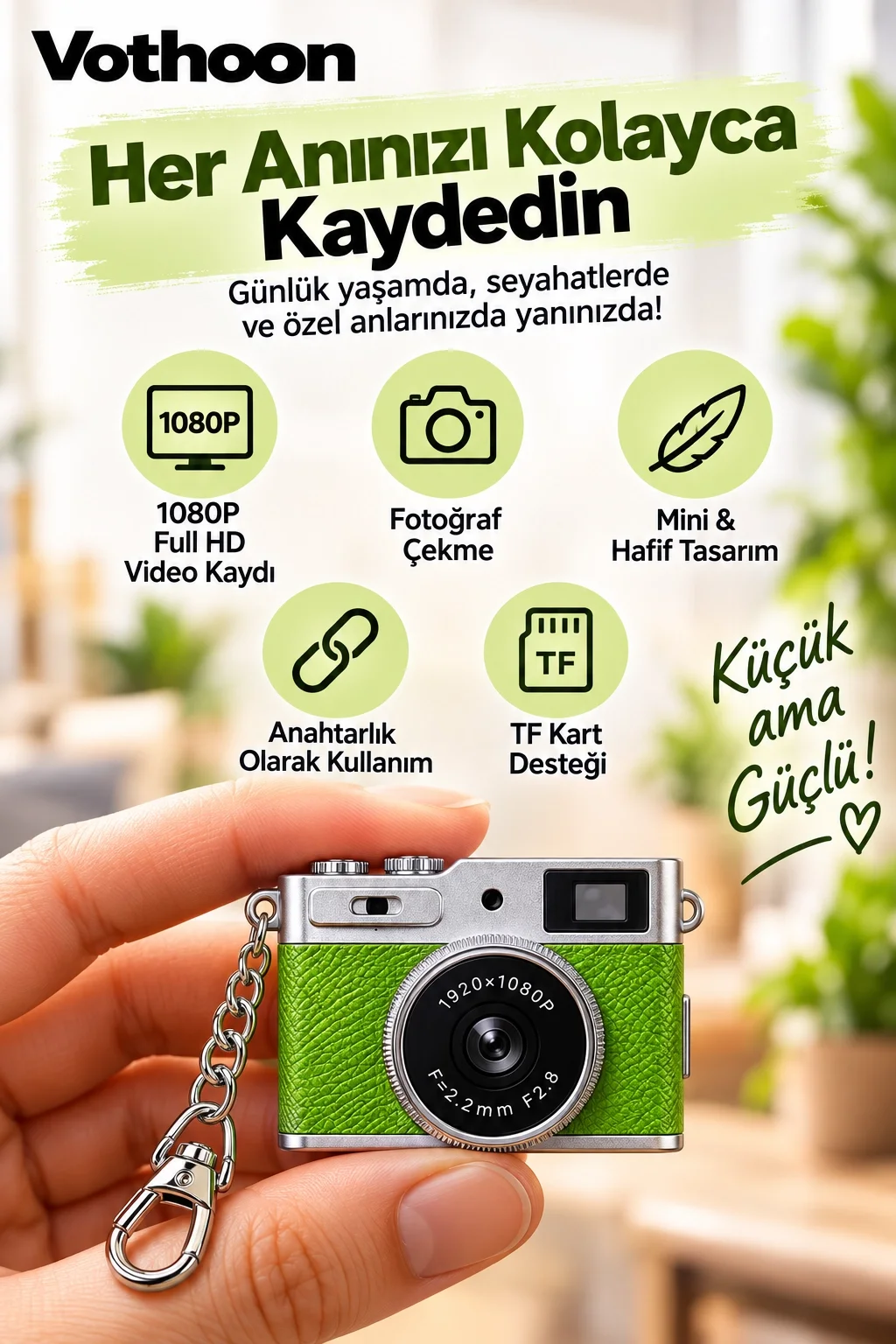 Mini Retro Dijital Kamera 1080P Full HD Fotoğraf & Video Çekimi LCD Ekran Mini Kamera TF Kart Destekli görsel 3