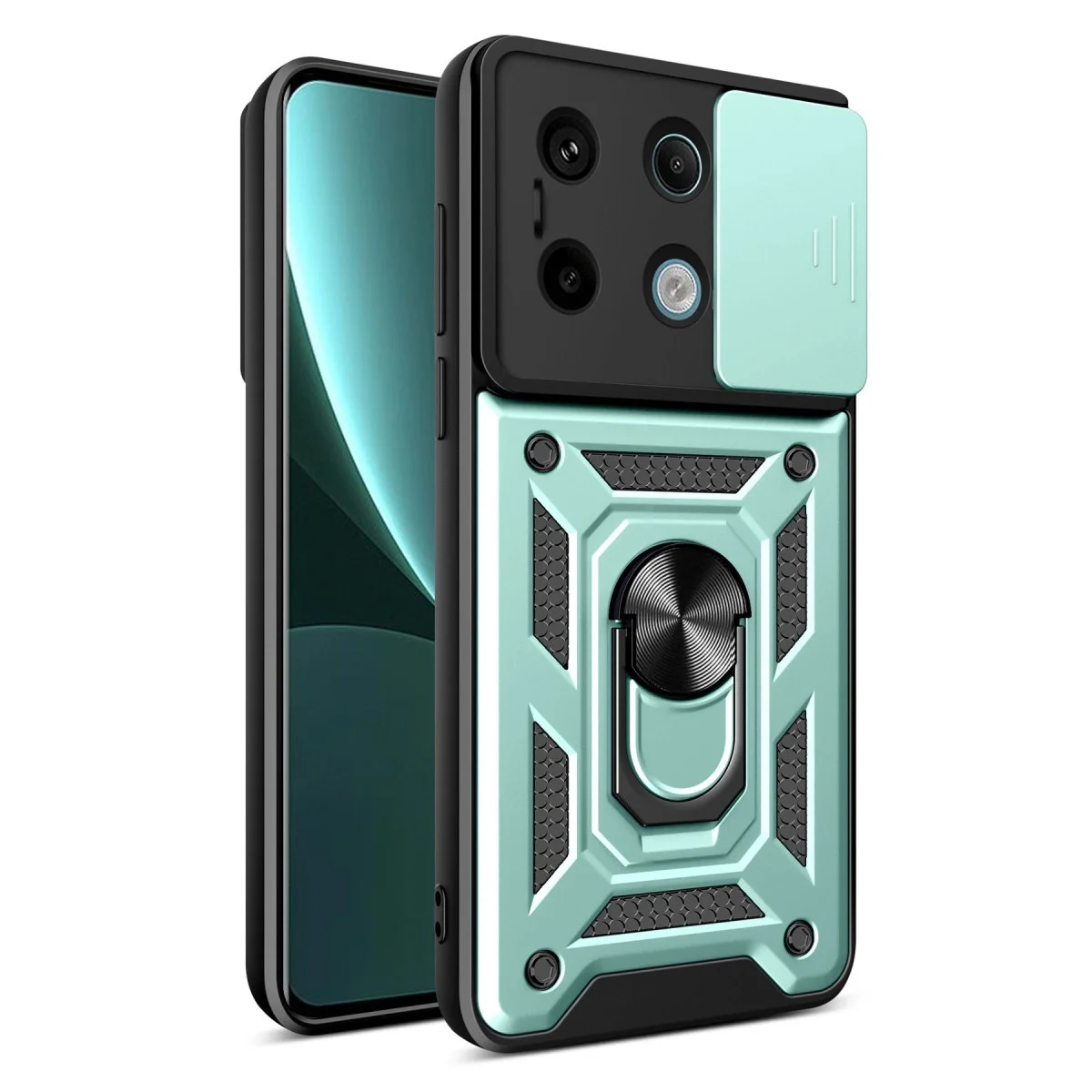 Xiao Poco X6 Pro Kılıf Pars Lens Yüzüklü Silikon - Yeşil
