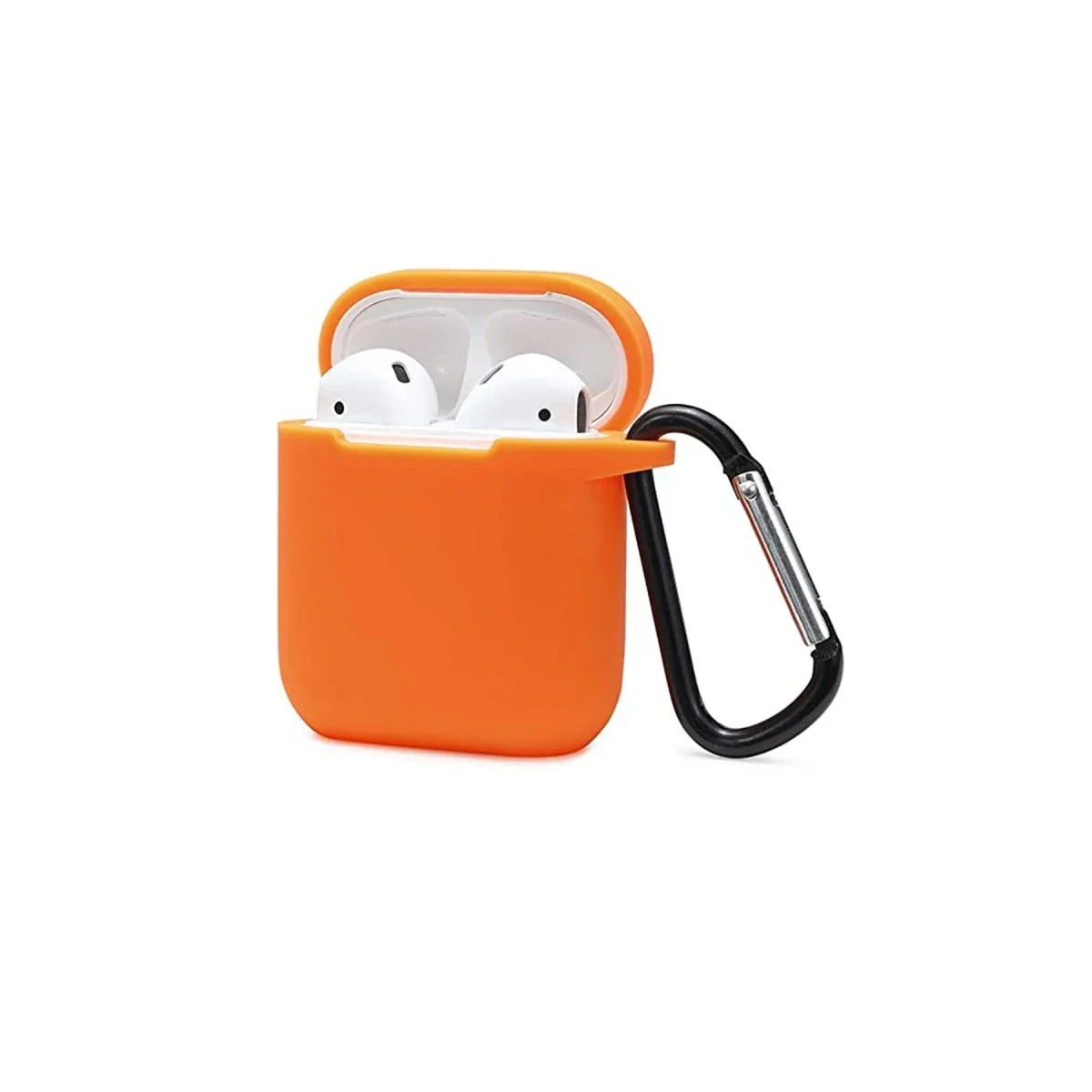 Apple Airpods 2 (2.nesil) Sert Silikon Kılıf - Turuncu