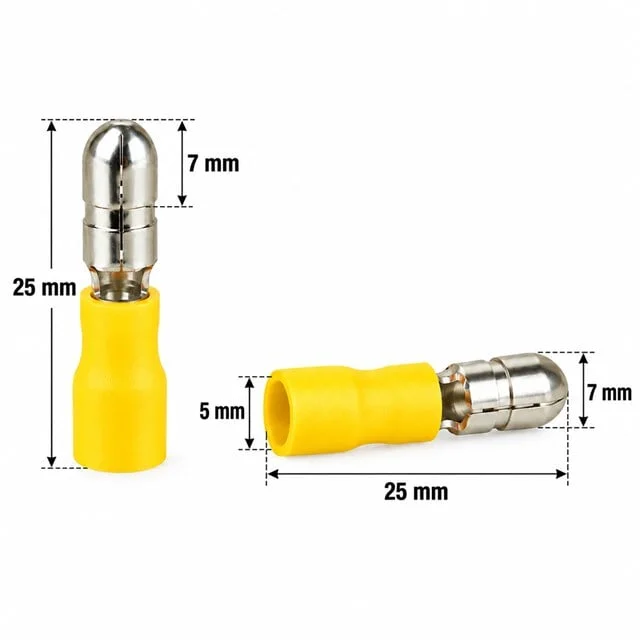 PM-39082 4-6mm2 Kesit 25x7x5mm Soket Sarı İzoleli Kablo Pabucu (100’lü Paket) görsel 2