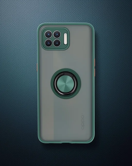 Oppo Reno 4 Lite Kılıf Montreal Yüzüklü Silikon Kapak - Yeşil