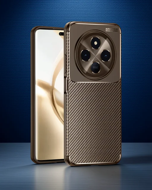 Tecno Spark 30 Kılıf Auto Focus Karbon Kapak - Kahverengi