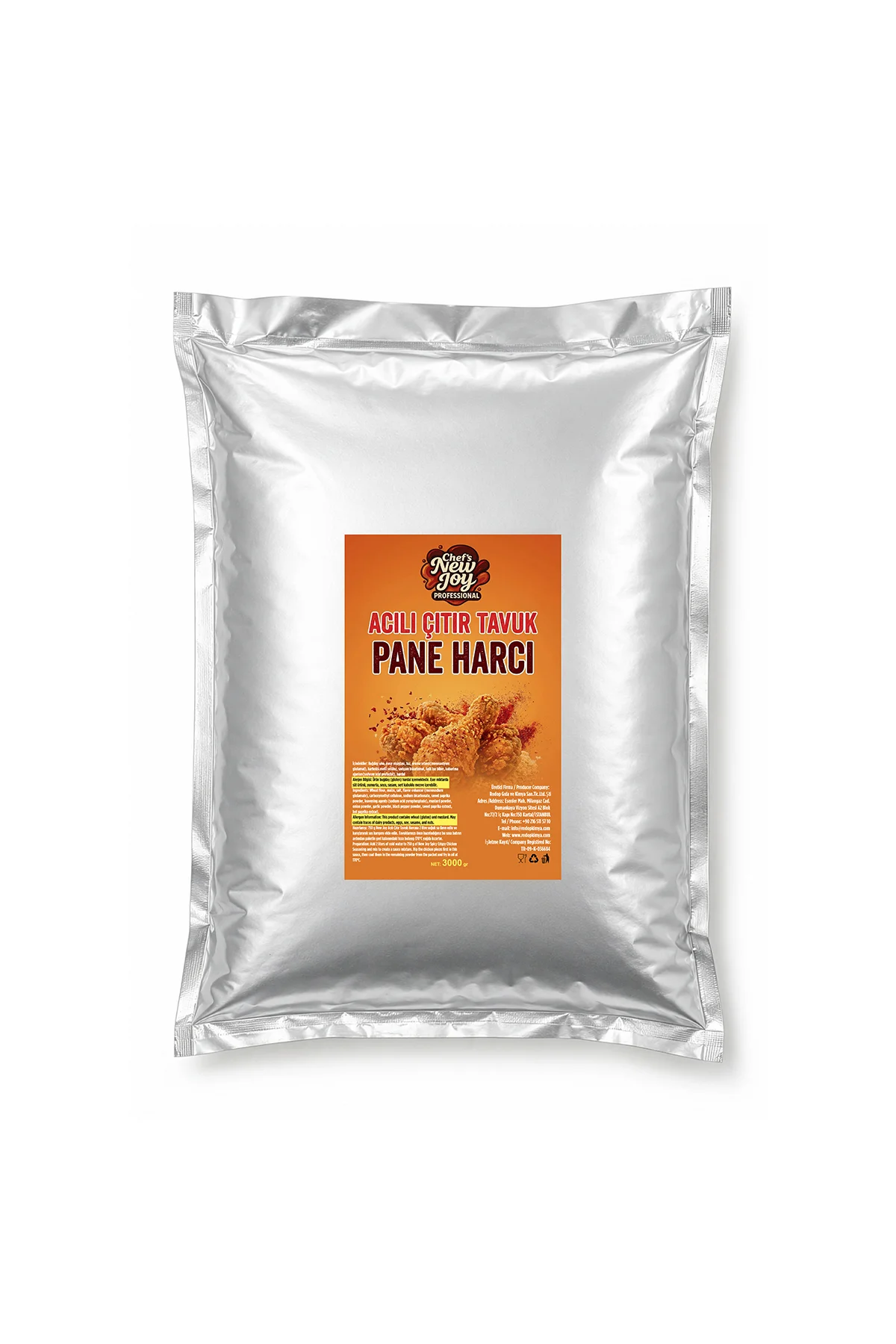 Acılı Çıtır Tavuk Pane Harcı 3000 gr Acılı Kaplama Harcı