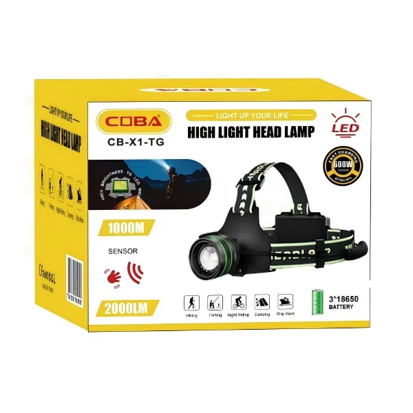 BD-9 60W TG + SMD LED Alüminyum Alaşımlı Zoomlu Type-C Şarjlı Sensörlü Kafa Feneri görsel 5