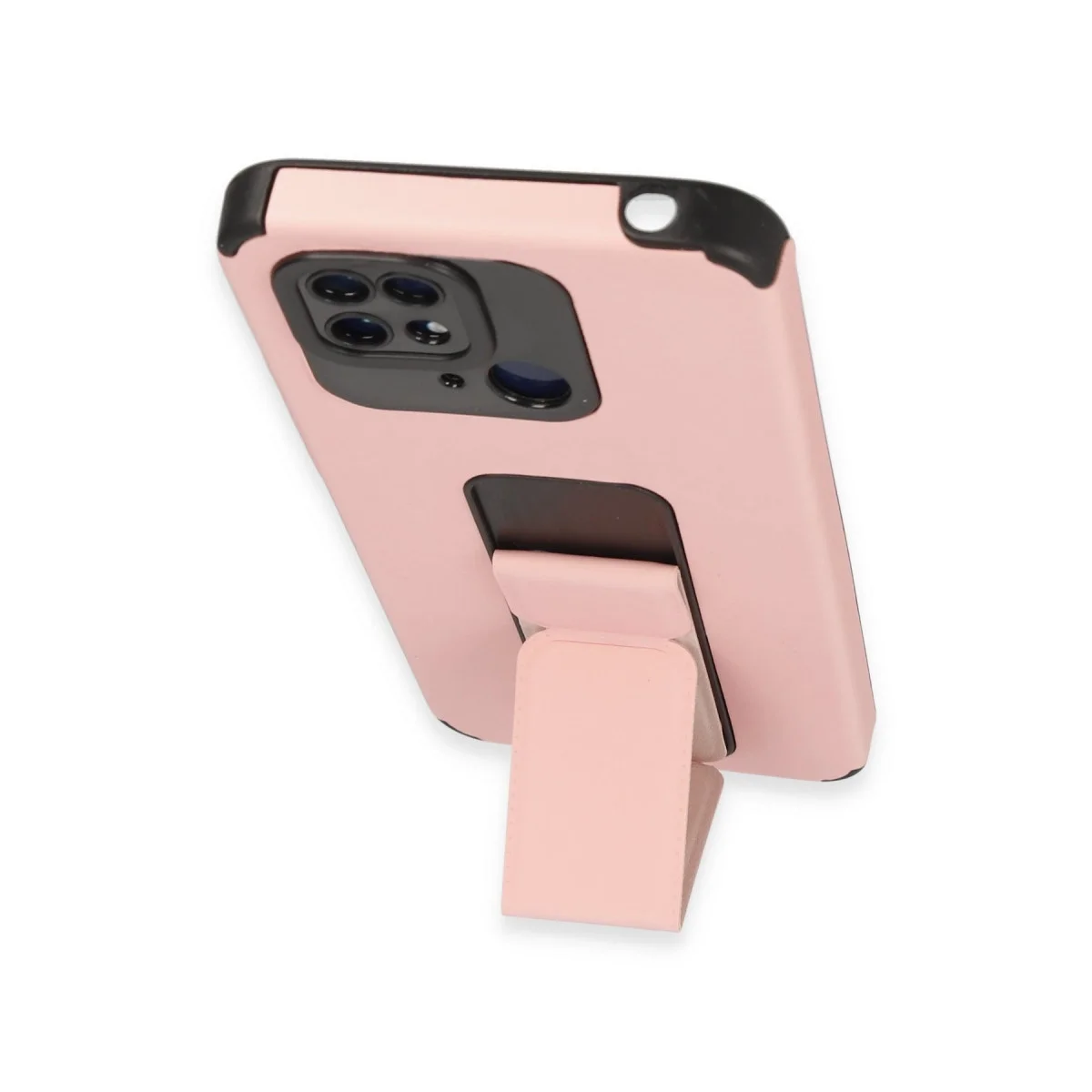 Xiaomi Redmi 10c Kılıf Mega Standlı Silikon - Pudra görsel 4