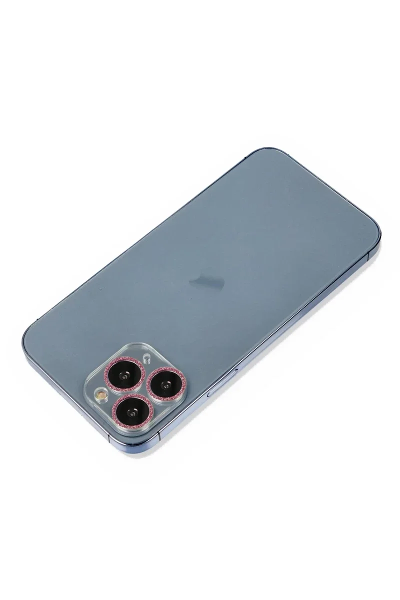 Apple iPhone 11 Pro Max Shine Kamera Lens Koruma Cam - Pembe