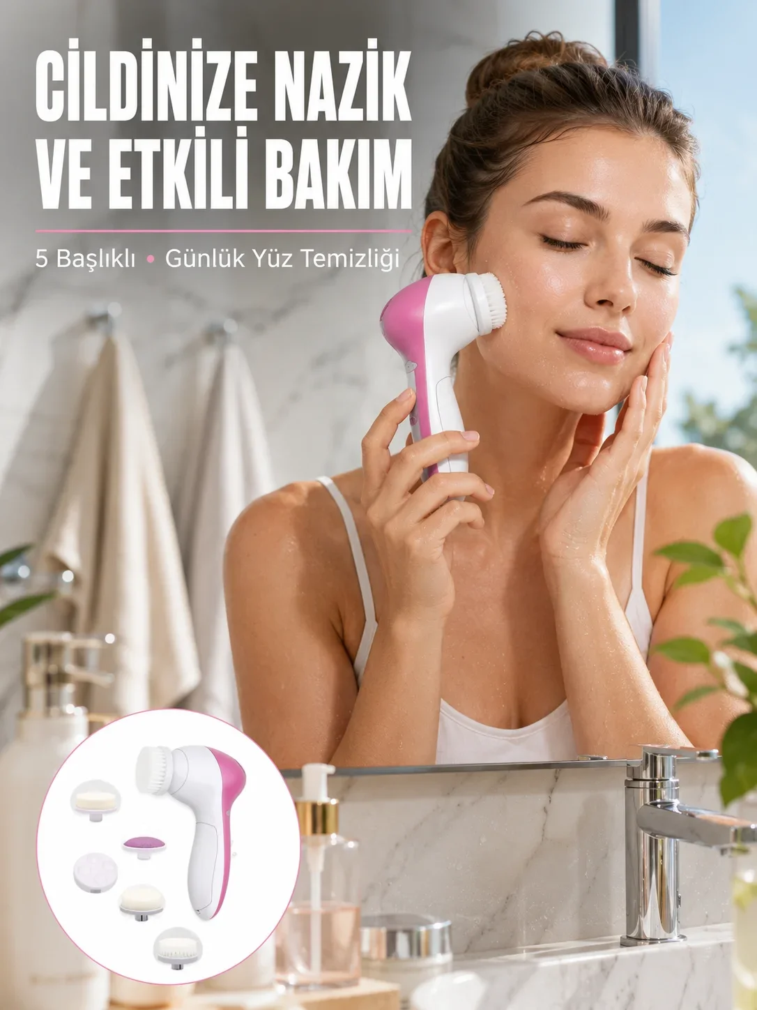 5 Başlıklı Cilt Tezleme Cihazı Ultra Kaliteli Yumuşak Kırşıklık Karşıtı Yeni Nesil