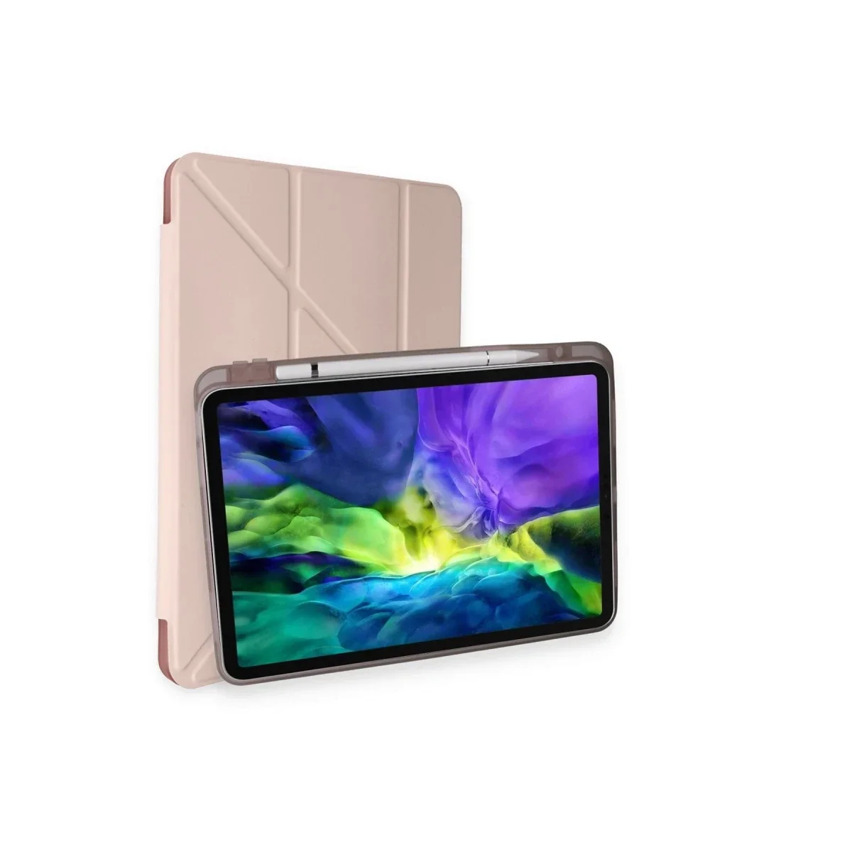Apple iPad Air 4 10.9 Kılıf Kalemlikli Mars Tablet Kılıfı - Rose Gold