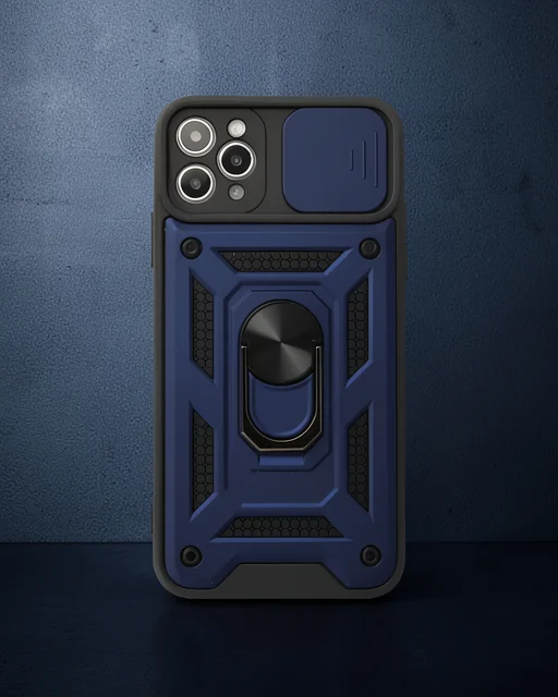 Apple İphone 11 Pro Max Kılıf Pars Lens Yüzüklü Silikon - Lacivert