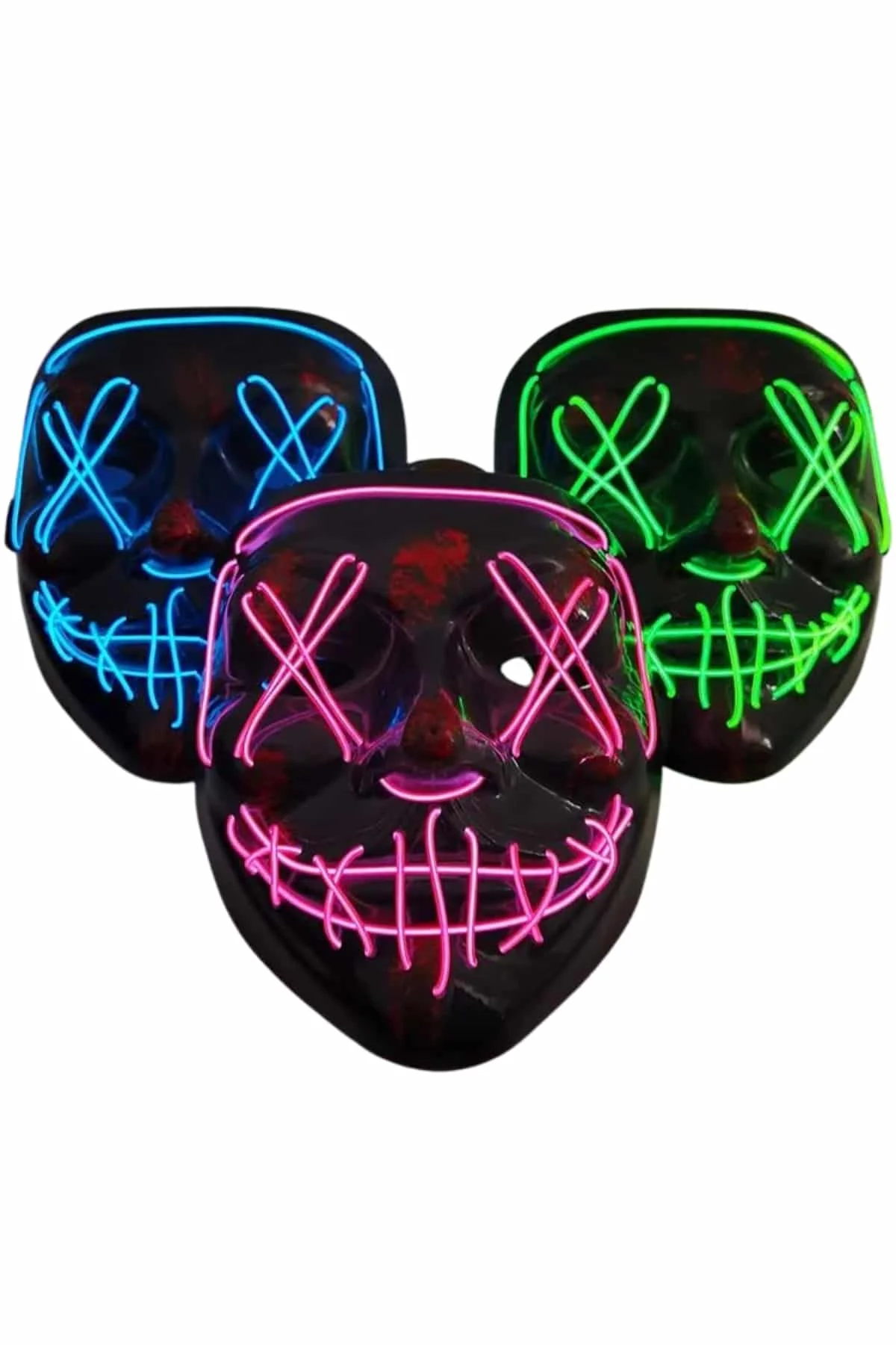 Işıklı Led Maske Parti Eğlence Maskesi Hallowen Neon Maske görsel 3