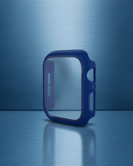 Apple Watch 41mm Camlı Kasa Ekran Koruyucu - Mavi
