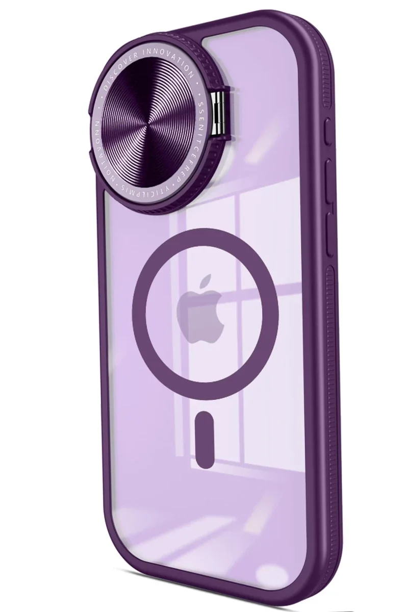 Apple iPhone 14 Pro Max Kılıf Teleskop Lens Magsafe Silikon Kapak - Derin Mor