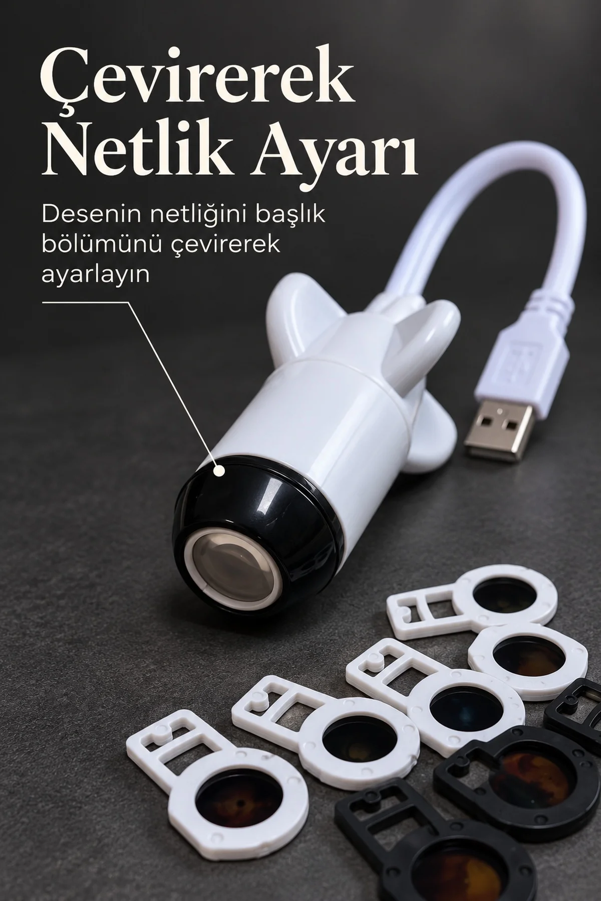 USB Projeksiyon Lambası Ay ve Gezegen Desenli görsel 3