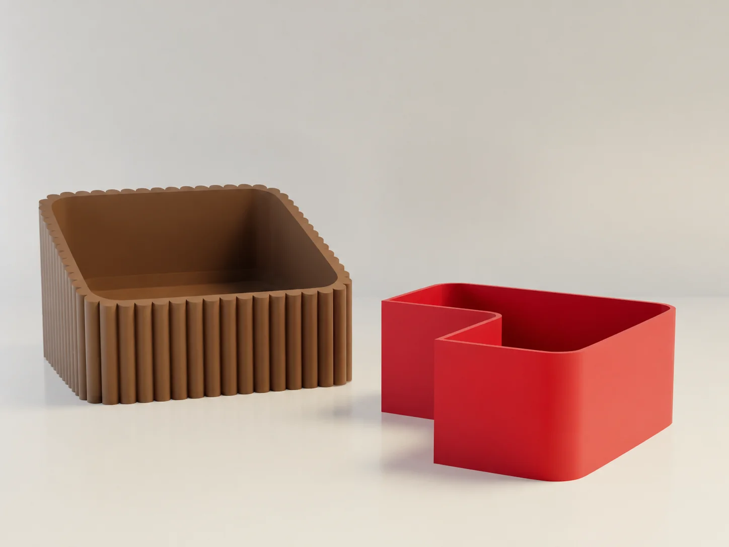 3D Baskı Fıstık Kasesi - Çift Hazneli Kabuk Ayırıcı Sunum Kasesi - Kahverengi Kırmızı görsel 2