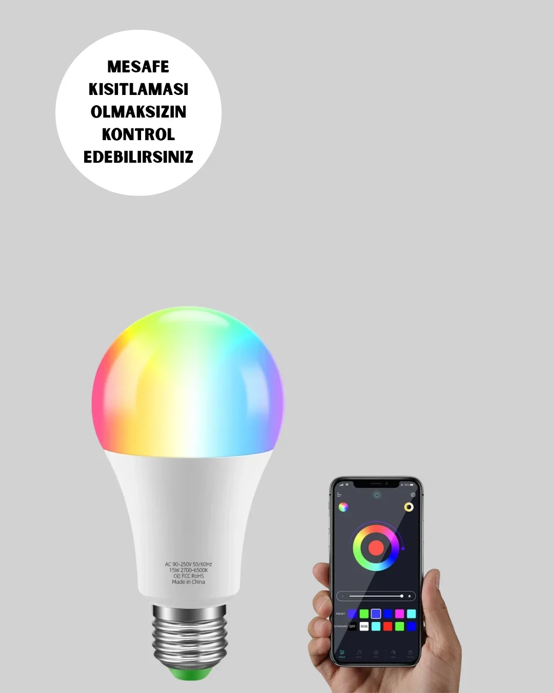 Enerji Verimli Akıllı LED Ampul, Uzaktan Kontrol Özellikli görsel 5
