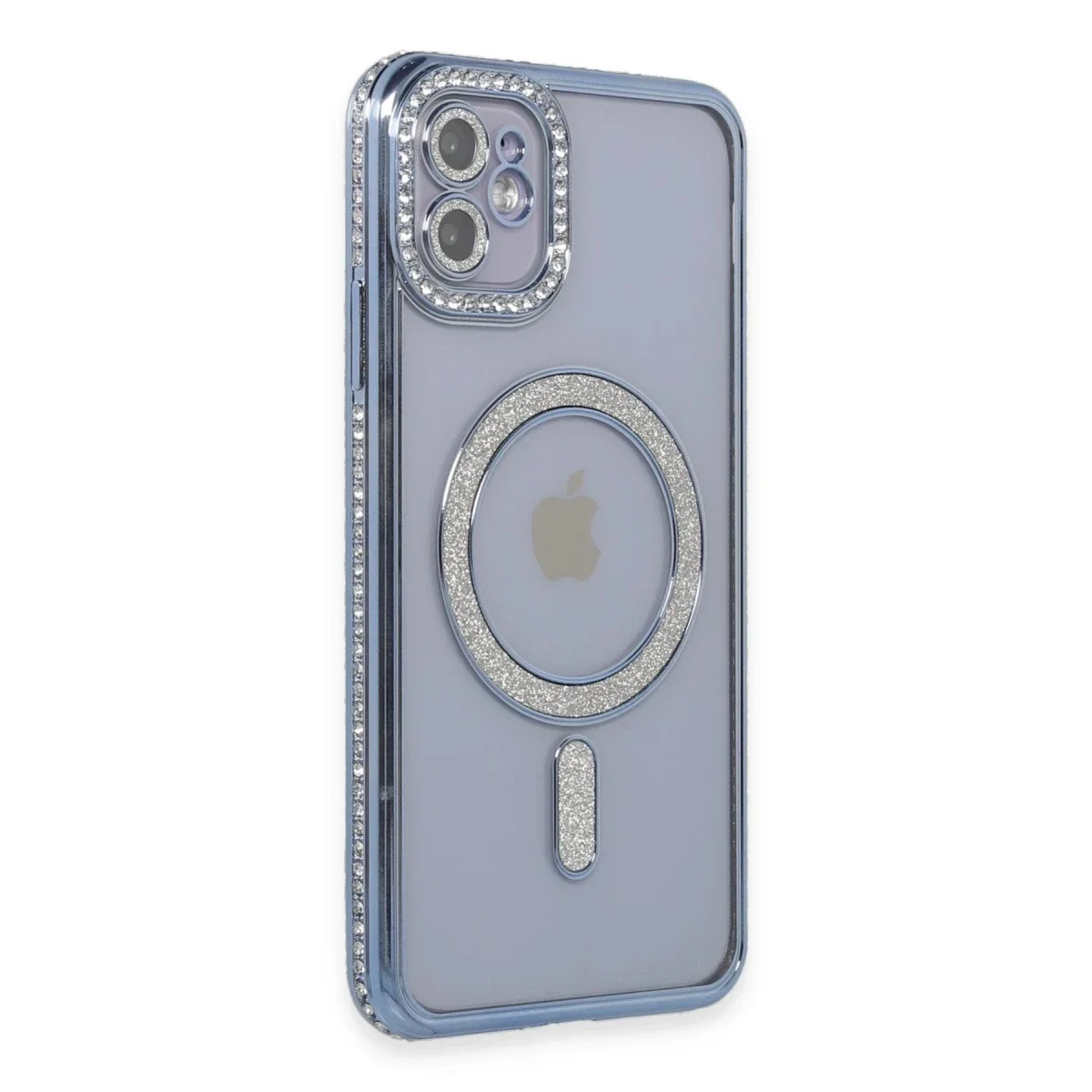 Apple iPhone 11 Kılıf Joke Simli Magneticsafe Kılıf - Mavi