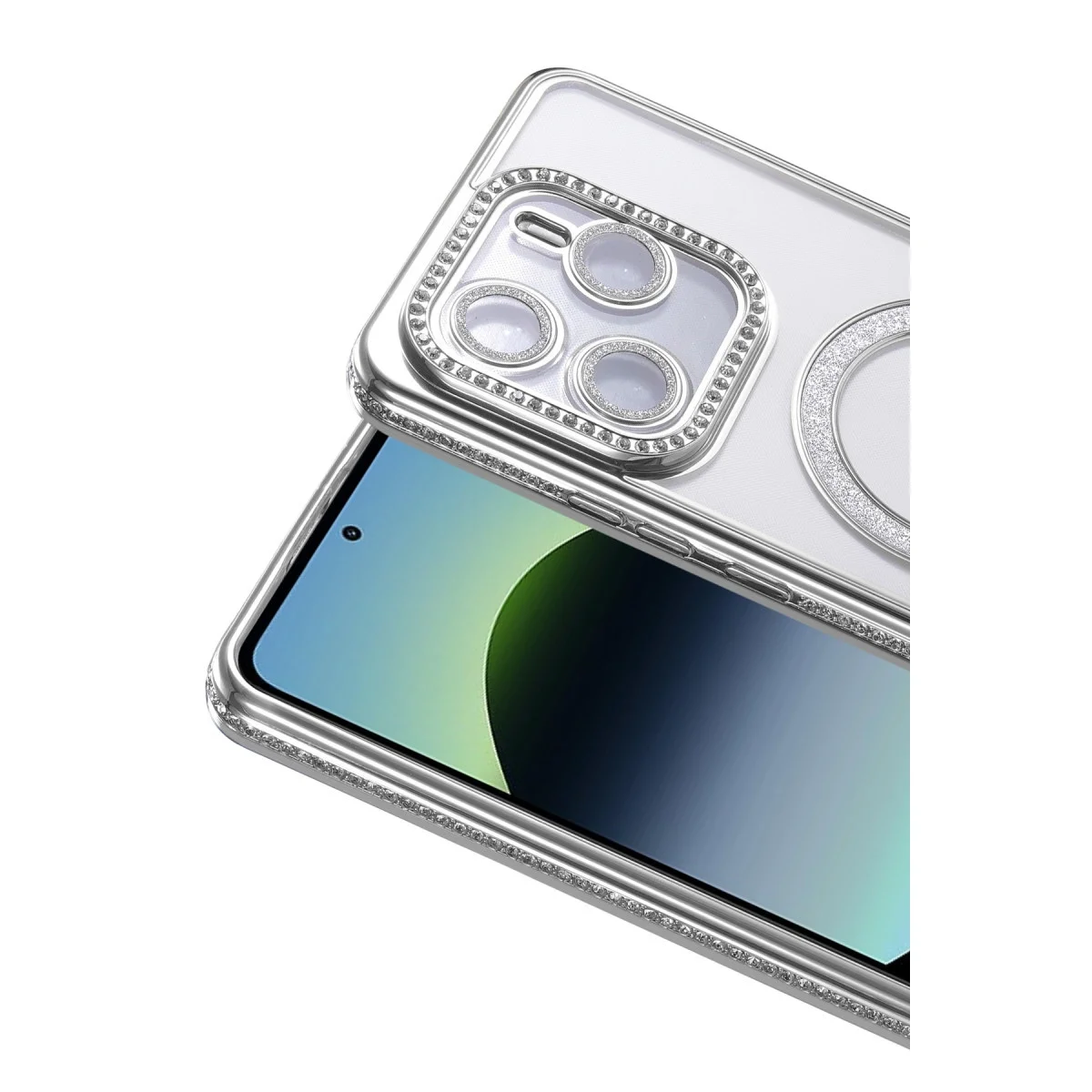 Xiao Red Note 14 4g Joke Simli Magneticsafe Kılıf - Gümüş görsel 2