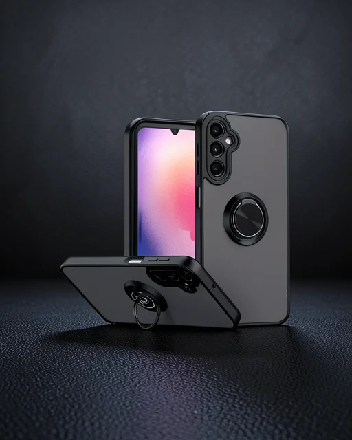 Samsung Galaxy A26 Kılıf Montreal Yüzüklü Silikon Kapak - Siyah