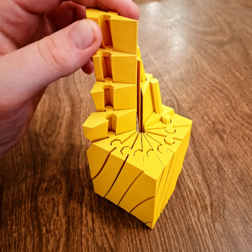 3D Baskı Twisting Küp - Mekanik Dönen Bulmaca Küpü-Sarı görsel 2