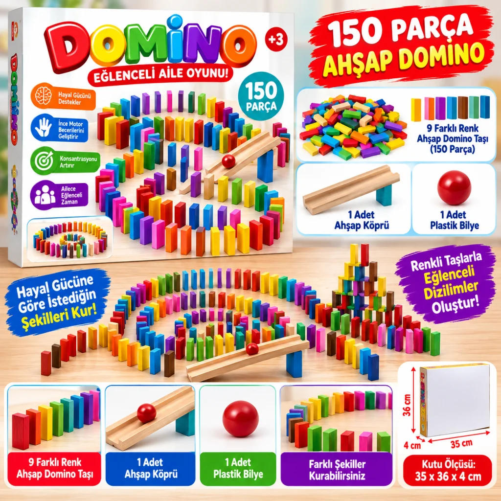 4456 Renkli Ahşap Domino adet fiyatıdır