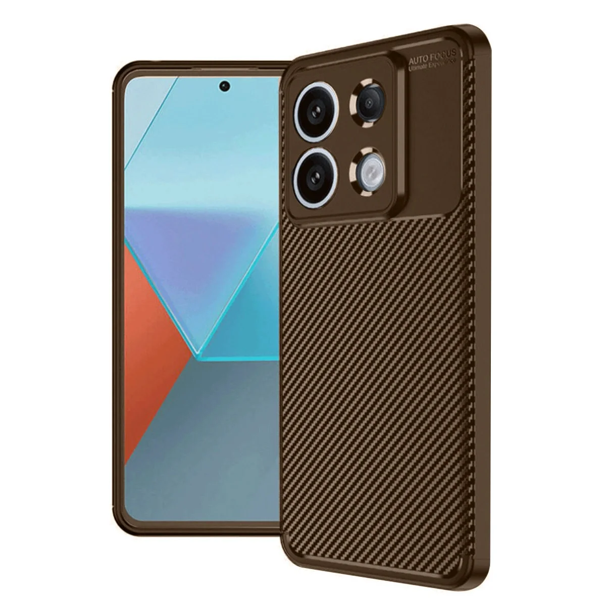 Xiao Red Note 13 Pro 4g Kılıf Auto Focus Karbon Kapak - Kahverengi