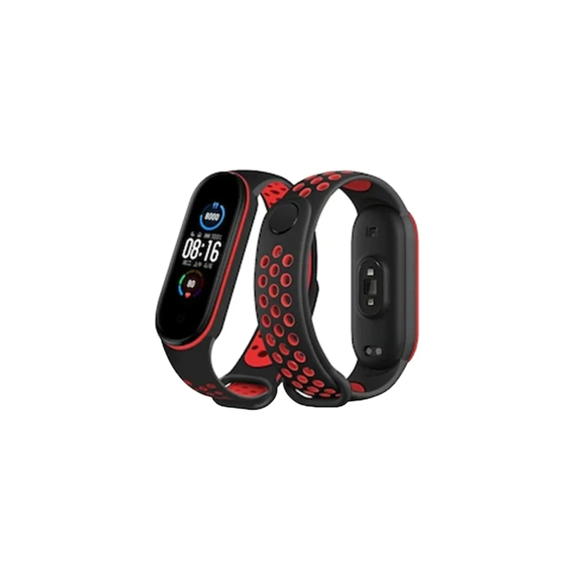 Xiaomi Mi Band 7 Spor Delikli Kordon - Siyah-Kırmızı