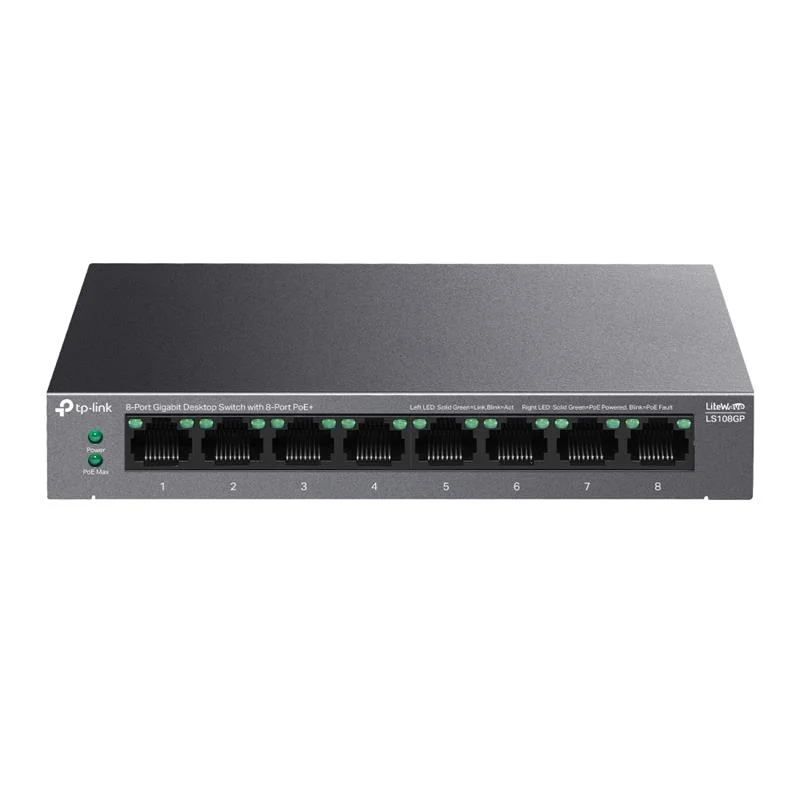LS108GP 8 Port Gıgabıt + RJ45 62W 250 Metre Poe Mesafe Metal Kasa görsel 2