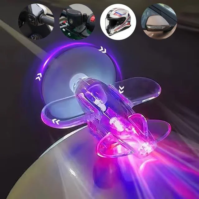 SN-26786 LED Işıklı Motosiklet Süs Uçağı Pilsiz Çalışan, Kırmızı-Mavi Işık Efektli görsel 2