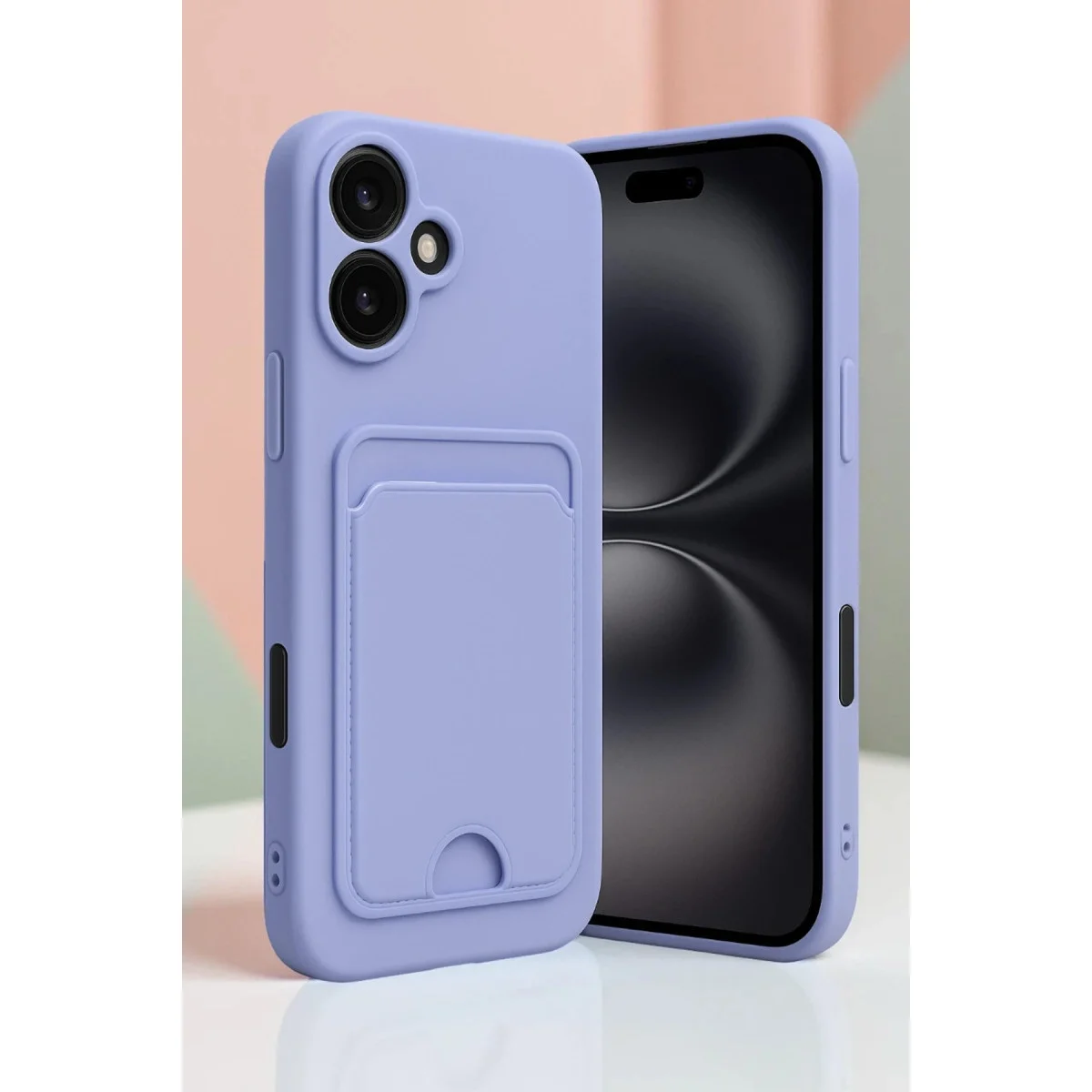 Apple İphone 16 Kılıf Kelvin Kartvizitli Silikon - Bordo görsel 2
