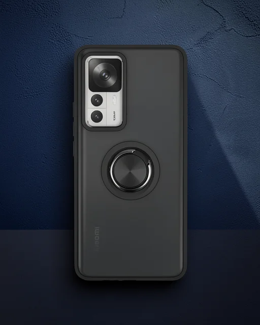 Xiaomi Mi 12t Pro Kılıf Montreal Yüzüklü Silikon Kapak - Siyah