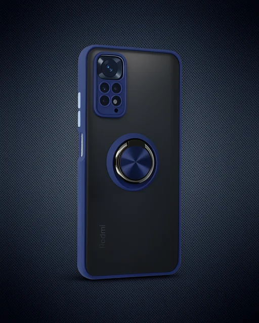 Xiaomi Redmi Note 11 Kılıf Montreal Yüzüklü Silikon Kapak - Lacivert