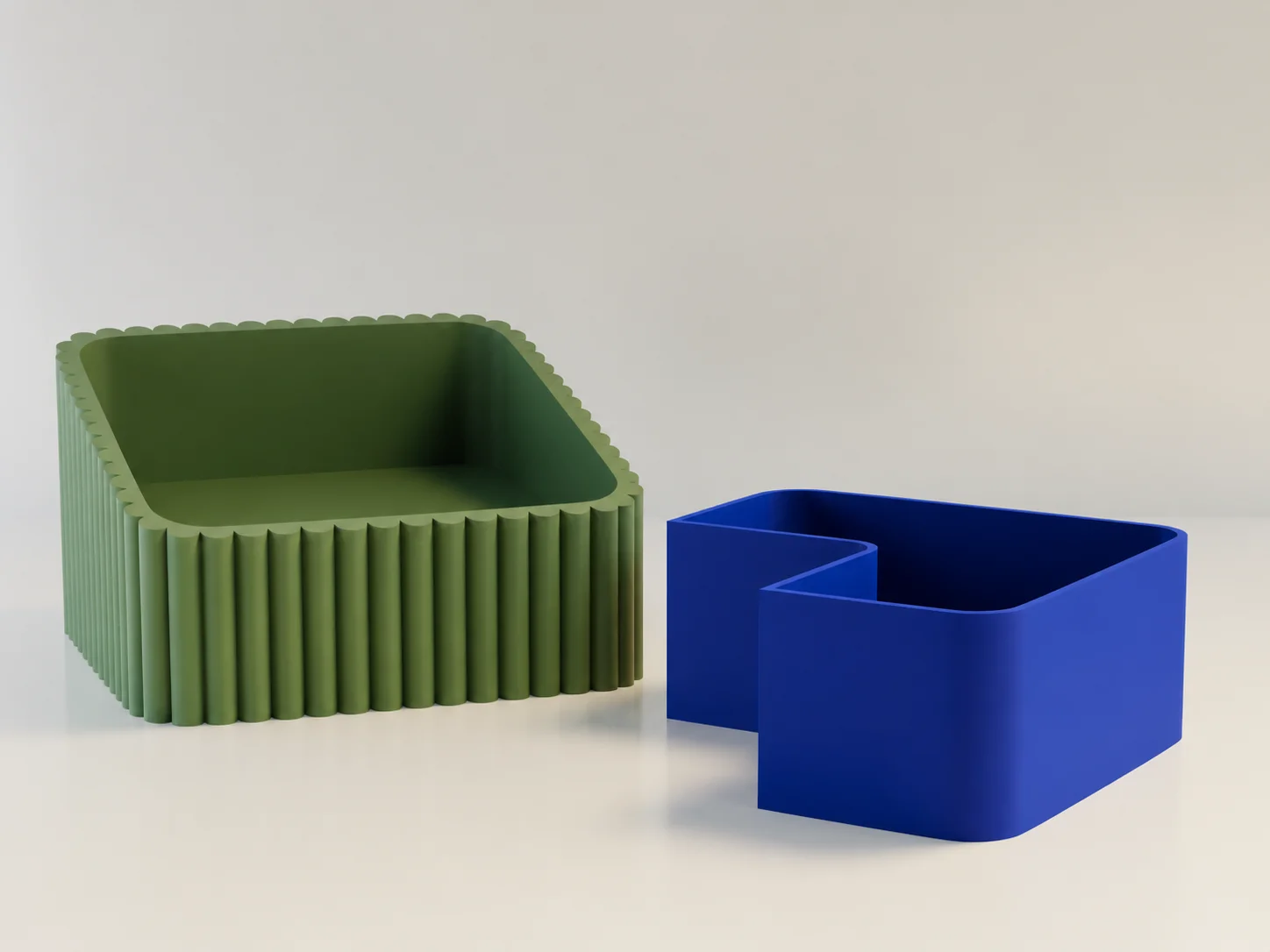 3D Baskı Fıstık Kasesi - Çift Hazneli Kabuk Ayırıcı Sunum Kasesi - Yeşil Mavi görsel 2