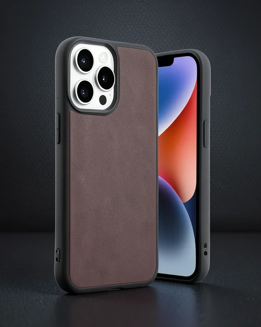 Apple İphone 14 Pro Max Kılıf Aras Deri Kapak - Bordo